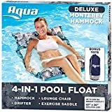 Aqua Deluxe Resort Quality Monterey Hammock, 4-in-1 Multi-Purpose Inflatable Pool Float (Saddle, Lounge Chair, Hammock, Drifter), Washable Premium Fabric, Stow-n-Go Tote Bag, Antigua Blue

by Aqua


