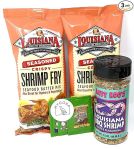 Louisiana Seasoned Shrimp Fry Batter Mix Bundle with Andy Roo's Louisiana Barbeque Shrimp Seasoning, MYGORP Sample Pack of Tony Chachere's Seasonings
#FrenchFriedShrimpDay