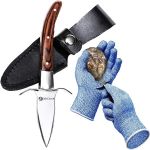 HiCoup Oyster Shucking Knife and Glove Kit - Clam and Oyster Knife Shucker Set with Stainless Steel Seafood Opener Tool, Wood Handle and Gloves﻿#NationalOystersRockefellerDay