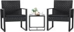 Flamaker 3 Pieces Patio Set Outdoor Wicker Furniture Sets Modern Rattan Chair Conversation Sets with Coffee Table for Yard and Bistro#NationalDecoratingMonth