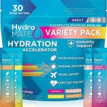 HydroMATE Electrolytes Powder Drink Mix Packets Hydration Accelerator Low Sugar Rapid Party Recovery Plus Vitamin C Variety Pack 30 Count#WorldKidneyDay