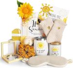 Birthday Gifts for Women, Sending Sunshine Christmas Gifts, Get Well Soon Gifts Basket Care Package Unique Spa Gifts Box with Coffee Mugs for Thinking of You Her Sister Best Friend (Bright Yellow)#MayBirthday