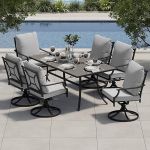 Grand patio 7-Piece Outdoor Dining Set for 6, Patio Dining Furniture Set for 6 Patio Swivel Dining Chairs with Olefin Cushions 1 Rectangular Dining Faux Woodgrain Table with Umbrella Hole, Grey
#NationalBarbecueMonth