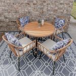 YITAHOME 5 Pieces Outdoor Patio Dining Table Chair Set,Wicker Patio Dining Set,Outdoor Rattan Dining Table Set for Patio, Backyard, Balcony, Garden (with Umbrella Hole)#NationalBarbecueMonth