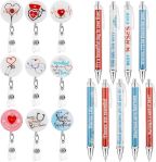 Nurses Week Gifts, 18 PCS Nurse Accessories for Work, Thank You Nurse Badge Reels and Retractable Nurse Pens, Badge Holder with Clip Nurse Ballpoint Pen ID Card Holder for Nurse Appreciation Gifts#NationalNursesDay