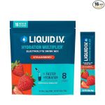 Liquid I.V. Hydration Multiplier - Strawberry - Hydration Powder Packets | Electrolyte Drink Mix | Easy Open Single-Serving Stick | Non-GMO | 16 Sticks#NationalBeverageDay