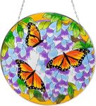Bits and Pieces - Artistic Butterfly Suncatcher - Stained Glass Window Hanging - Hand-Painted Monarch Butterfly Suncatcher – Home Garden Decor #StartSeeingMararchsDay
